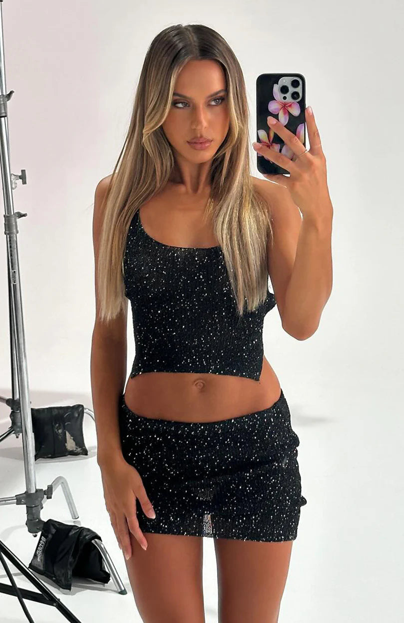Sorelle Sequin Mini Skirt