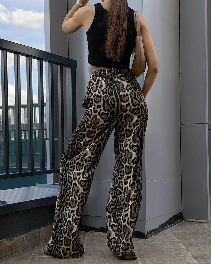 Melanie Wide-Leg Leopard Pants