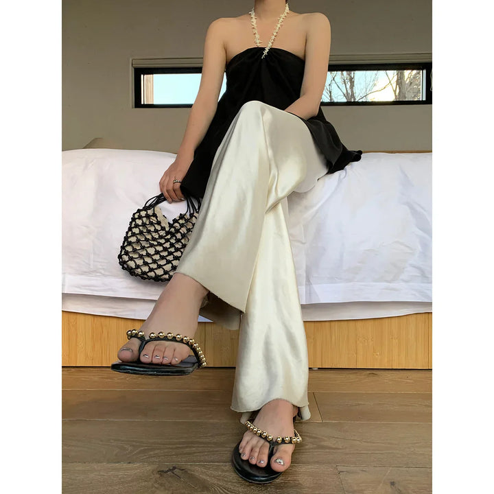 Jazzlyn Satin Wide-Leg Pants