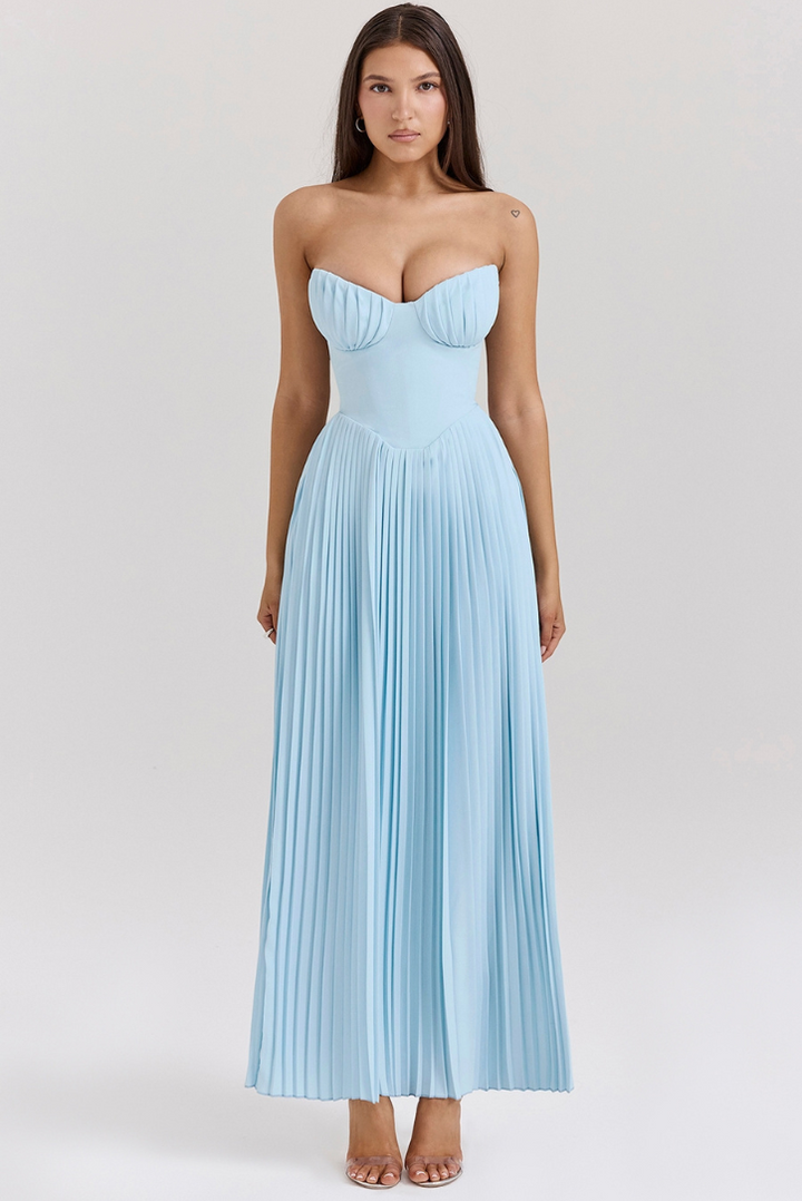 Cindy Blue Strapless Maxi Dress
