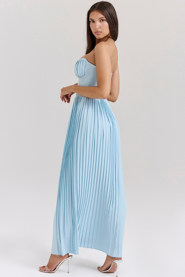 Cindy Blue Strapless Maxi Dress