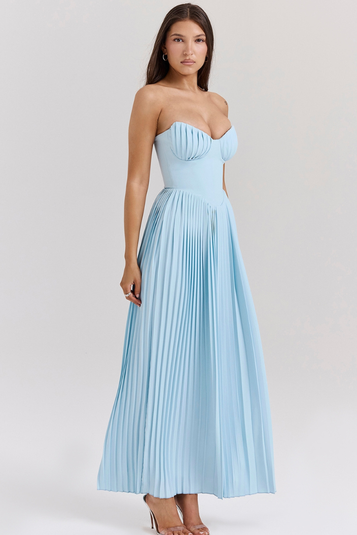 Cindy Blue Strapless Maxi Dress