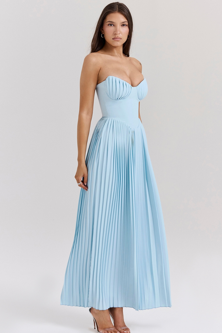 Cindy Blue Strapless Maxi Dress